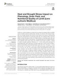 Heat and Drought Stress Impact on Phenology, Grain Yield, and Nutritional Quality of Lentil (Lens culinaris Medikus)