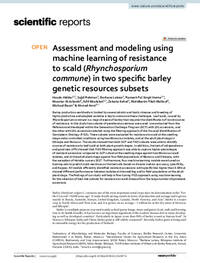 Assessment and modeling using machine learning of resistance to scald (Rhynchosporium commune) in two specifc barley genetic resources subsets