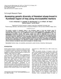 Assessing genetic diversity of Hamdani sheep breed in Kurdistan region of Iraq using microsatellite markers
