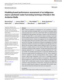 Modeling-based performance assessment of an indigenous macro-catchment water harvesting technique (Marab) in the Jordanian Badia