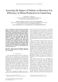 Assessing the Impact of Salinity on Resource Use Efficiency in Wheat Production in Central Iraq