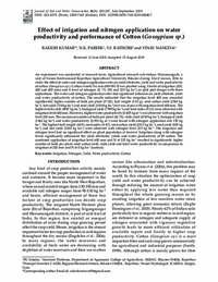 Effect of irrigation and nitrogen application on water productivity and performance of Cotton (Gossypium sp.)
