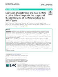 Expression characteristics of pineal miRNAs at ovine different reproductive stages and the identification of miRNAs targeting the AANAT gene