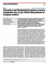 Genomics and biochemical analyses reveal a metabolon key to β-L-ODAP biosynthesis in Lathyrus sativus
