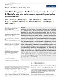 CGIAR modeling approaches for resource-constrained scenarios: II. Models for analyzing socioeconomic factors to improve policy recommendations