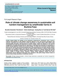 Role of climate change awareness in sustainable soil nutrient management by smallholder farms in Burkina Faso