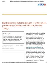 Identification and characterization of winter wheat germplasm resistant to stem rust in Kenya and Turkey