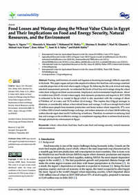 Food Losses and Wastage along the Wheat Value Chain in Egypt and Their Implications on Food and Energy Security, Natural Resources, and the Environment