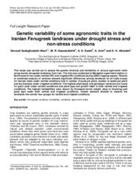 Genetic variability of some agronomic traits in the Iranian Fenugreek landraces under drought stress and non-stress conditions