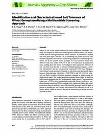 Identification and Characterization of Salt Tolerance of Wheat Germplasm Using a Multivariable Screening Approach