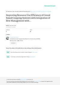Improving Resource Use Efficiency of Cereal Based Cropping Systems with Integration of Best Management with Conservation Agriculture Under Changing Agricultural Scenarios in Cauvery Delta of Tamil Nadu