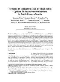 Towards an innovative olive oil value chain: Options for inclusive development in South-Eastern Tunisia