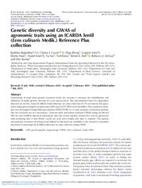 Genetic diversity and GWAS of agronomic traits using an ICARDA lentil (Lens culinaris Medik.) Reference Plus collection
