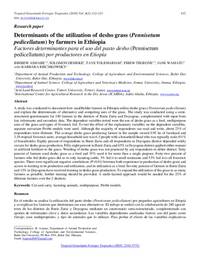 Determinants of the utilization of desho grass (Pennisetum pedicellatum) by farmers in Ethiopia