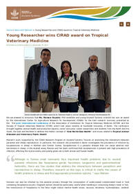 Young Researcher wins CIRAD award on Tropical Veterinary Medicine