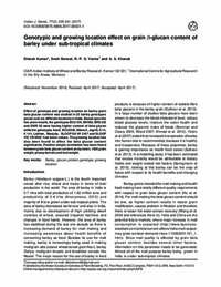Genotypic and growing location effect on grain β-glucan content of barley under sub-tropical climates