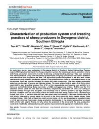 Characterization of production system and breeding practices of sheep producers in Doyogena district, Southern Ethiopia