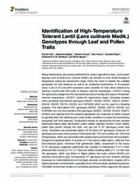 Identification of High-Temperature Tolerant Lentil (Lens culinaris Medik.) Genotypes through Leaf and Pollen Traits