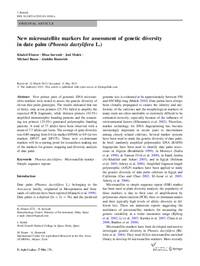 New microsatellite markers for assessment of genetic diversity in date palm (Phoenix dactylifera L.)