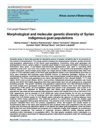 Morphological and molecular genetic diversity of Syrian indigenous goat populations