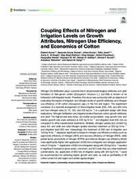 Coupling Effects of Nitrogen and Irrigation Levels on Growth Attributes, Nitrogen Use Efficiency, and Economics of Cotton