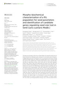 Morpho-biochemical characterization of a RIL population for seed parameters and identification of candidate genes regulating seed size trait in lentil (Lens culinaris Medik.)