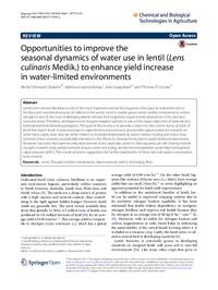 Opportunities to improve the seasonal dynamics of water use in lentil (Lens culinaris Medik.) to enhance yield increase in water‑limited environments