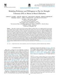 Modeling Preference and Willingness to Pay for Drought Tolerance (DT) in Maize in Rural Zimbabwe