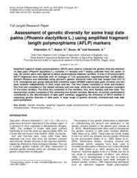 Assessment of genetic diversity for some Iraqi date palms (Phoenix dactylifera L.) using amplified fragment length polymorphisms (AFLP) markers