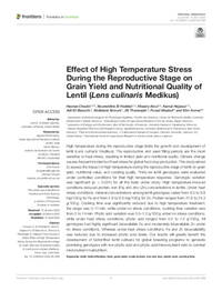 Effect of High Temperature Stress During the Reproductive Stage on Grain Yield and Nutritional Quality of Lentil (Lens culinaris Medikus)