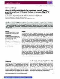 Genetic differentiation in Pyrenophora teres f. teres populations from Syria and Tunisia as assessed by AFLP markers