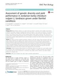 Assessment of genetic diversity and yield performance in Jordanian barley (Hordeum vulgare L.) landraces grown under Rainfed conditions