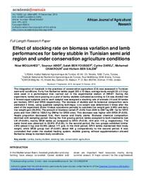 Effect of stocking rate on biomass variation and lamb performances for barley stubble in Tunisian semi arid region and under conservation agriculture conditions