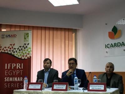 From left to right, Clemens Breisinger (IFPRI), Aly Abousabaa (ICARDA), Mahmoud Soliman (ARC).