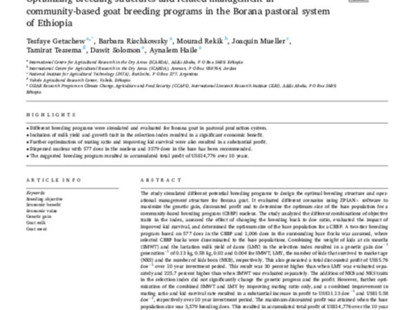 Optimizing breeding structures and related management in community-based goat breeding programs in the Borana pastoral system of Ethiopia