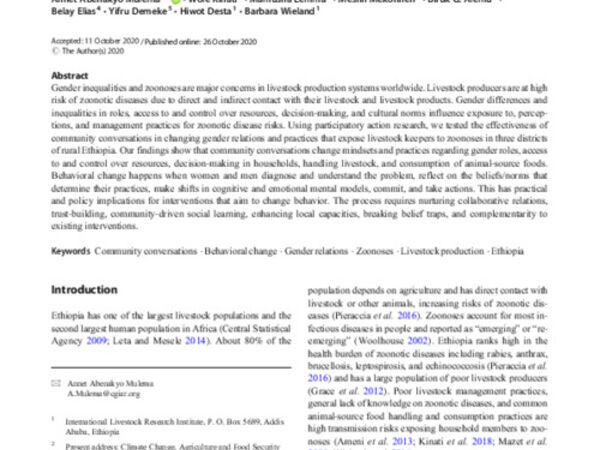 Clapping with Two Hands: Transforming Gender Relations and Zoonotic Disease Risks through Community Conversations in Rural Ethiopia