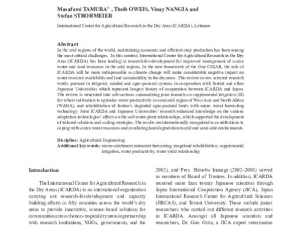 Managing Scarce Water Resources in the Drylands of West Asia and North Africa: Review of Joint Research between ICARDA and Japanese Researchers