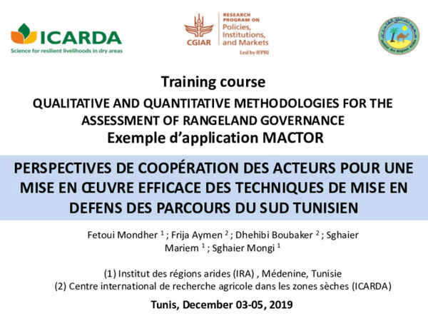 Perspectives de Coopération des Acteurs pour une Mise en Œuvre Efficace des Techniques de Mise En défense des Parcours du Sud Tunisien