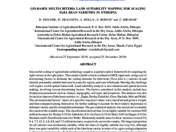 GIS-Based multi-criteria land suitability mapping for scaling faba bean varieties in Ethiopia