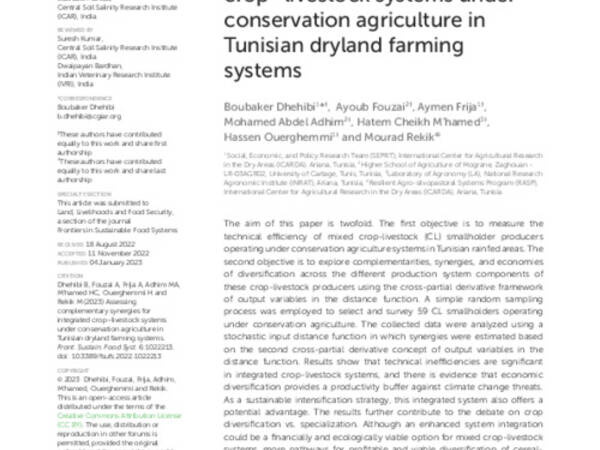 Assessing complementary synergies for integrated crop–livestock systems under conservation agriculture in Tunisian dryland farming systems