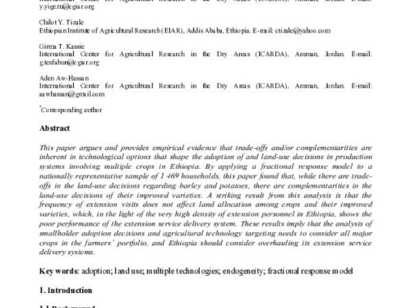 Modelling land-use decisions in production systems involving multiple crops and varieties