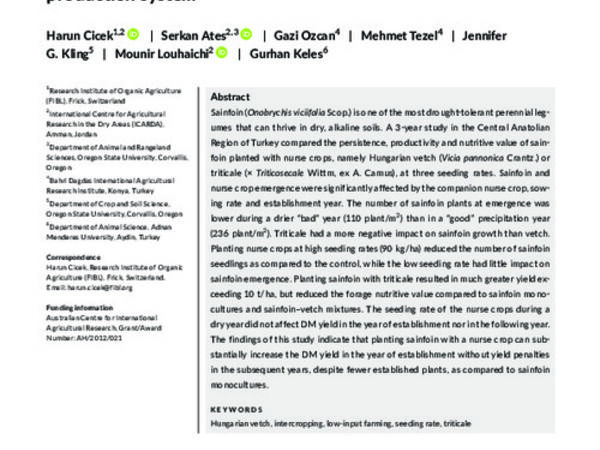 Effect of nurse crops and seeding rate on the persistence, productivity and nutritive value of sainfoin in a cereal-based production system
