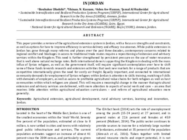 Enhancing Agricultural Extension Services for Rural Development in Jordan