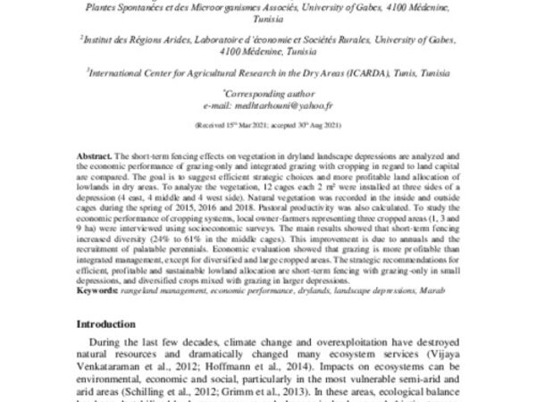 Enhancing sustainability and fodder production of lowland pastures through fencing and conservation agriculture in arid agro-pastoral ecosystems