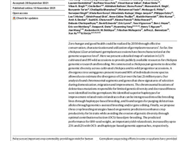 A chickpea genetic variation map based on the sequencing of 3,366 genomes