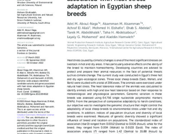 Genome-wide analysis identified candidate variants and genes associated with heat stress adaptation in Egyptian sheep breeds