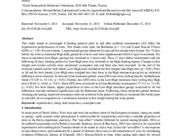 Strategic Feeding Alternating a 2-months’ Feeding Restriction and a Short Boost of the Feeding Level Increases Conception Rate in Sheep