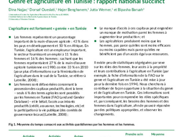 Genre et agriculture en Tunisie : rapport national succinct 