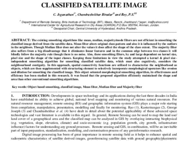INTELLIGENT OBJECT BASED SMOOTHING: AN ALGORITHM FOR REMOVING NOISES IN THE CLASSIFIED SATELLITE IMAGE