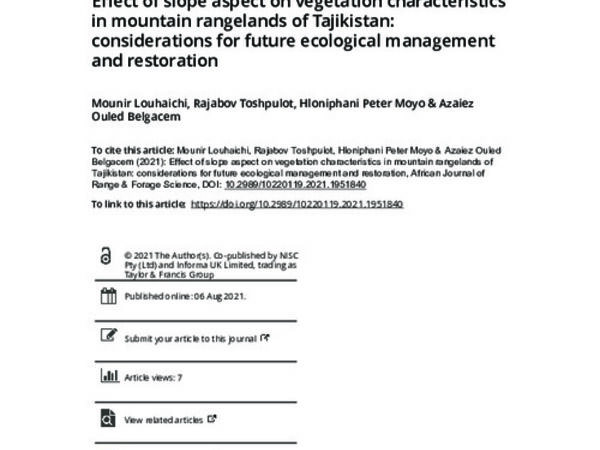 Effect of slope aspect on vegetation characteristics in mountain  rangelands of Tajikistan: considerations for future ecological management  and restoration